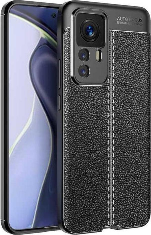 Xiaomi Mi 12T Pro Uyumlu Kamera Korumalı Deri Görünümlü Silikon Kılıf - Image 1