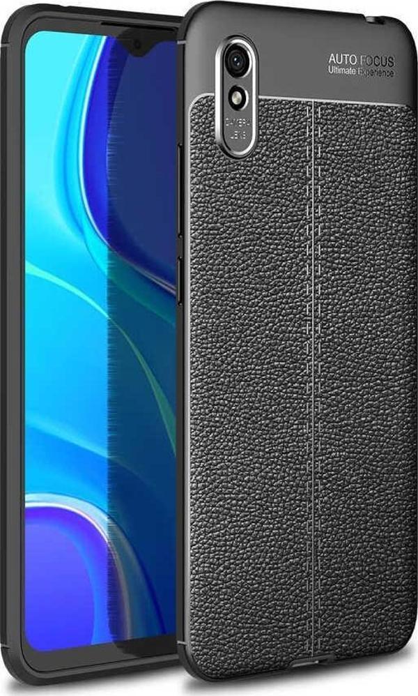 Xiaomi Redmi 9A Uyumlu Kamera Korumalı Deri Görünümlü Silikon Kılıf - Image 1