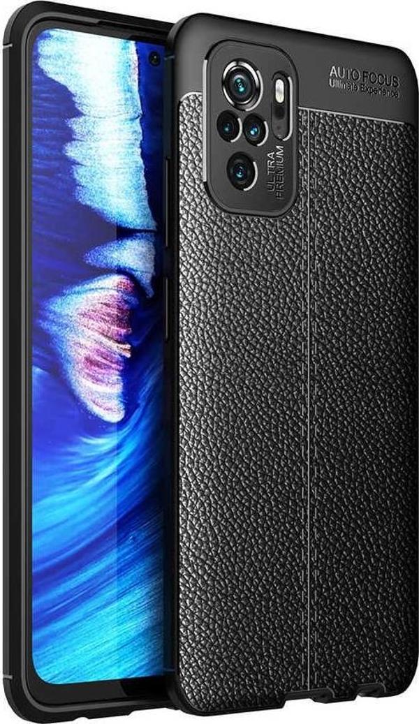 Xiaomi Redmi Note 10S Uyumlu Kamera Korumalı Deri Görünümlü Silikon Kılıf - Image 1