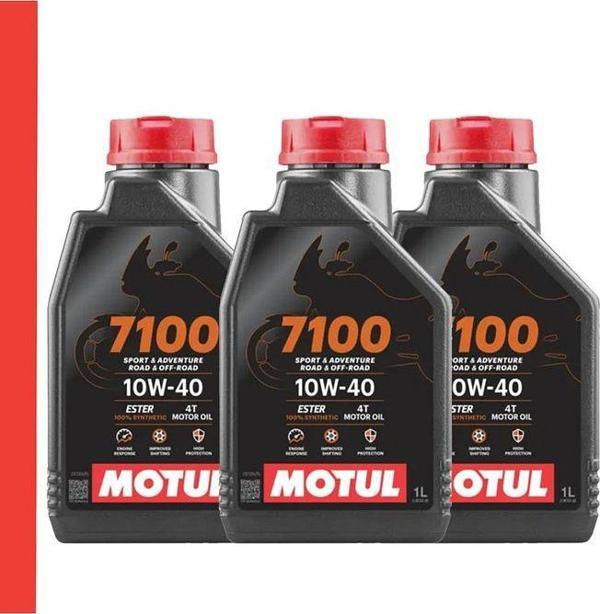 Motul 7100 10W-40 4T Motosiklet Motor Yağı – 3 x 1 Litre | %100 Sentetik | - Image 1