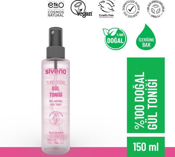 Siveno %100 Doğal Gül Suyu Arındırıcı Ferahlatıcı Canlandırıcı Cilt ve Saç Toniği 150 ml - Image 1