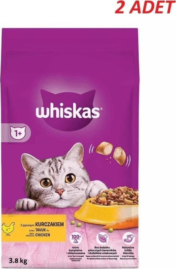 Whiskas Tavuklu Ve Sebzeli Yetişkin Kedi Maması 3.8 Kg*2 Adet - Image 1