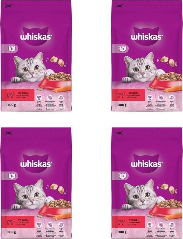 Whiskas Biftekli Havuçlu Kuru Kedi Maması 300 Gr*4 Adet - Image 1