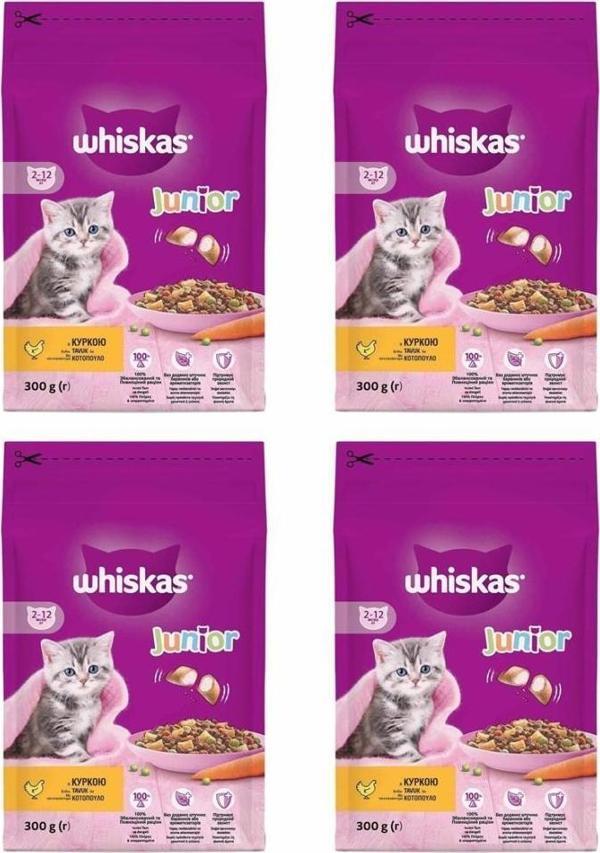 Whiskas Tavuklu Yavru Kuru Kedi Maması 300 Gr*4 Adet - Image 1