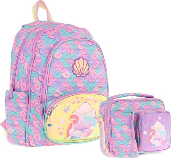 Kaukko Kids Denizkızı Nakışlı ve Baskılı Okul Çantası (L5225) ve Thermo Beslenme Çantası (L7225) Seti - Kız Çocuk - Image 1