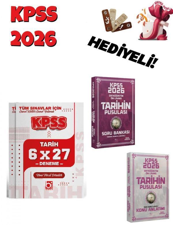 2026 KPSS Lise Ortaöğretim Ön Lisans Tarih Konu Soru ve Deneme Seti 3 Kitap Bigelio ve CBA Yayınları - Bi bigelio - Image 1