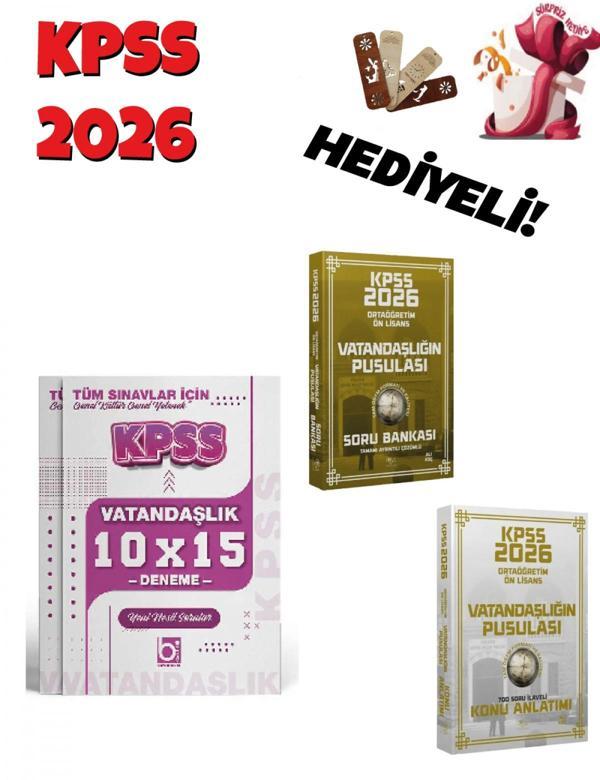 2026 KPSS Lise Ortaöğretim Ön Lisans Vatandaşlık Konu Soru ve Deneme Seti 3 Kitap Bigelio ve CBA Yay - Bi bigelio - Image 1