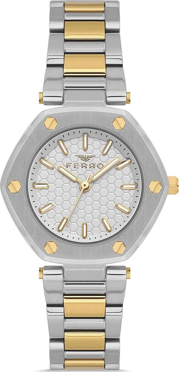Ferro FL43006A-D Quartz Çelik Altın/Gri 32 mm Kadın Kol Saati - Image 1