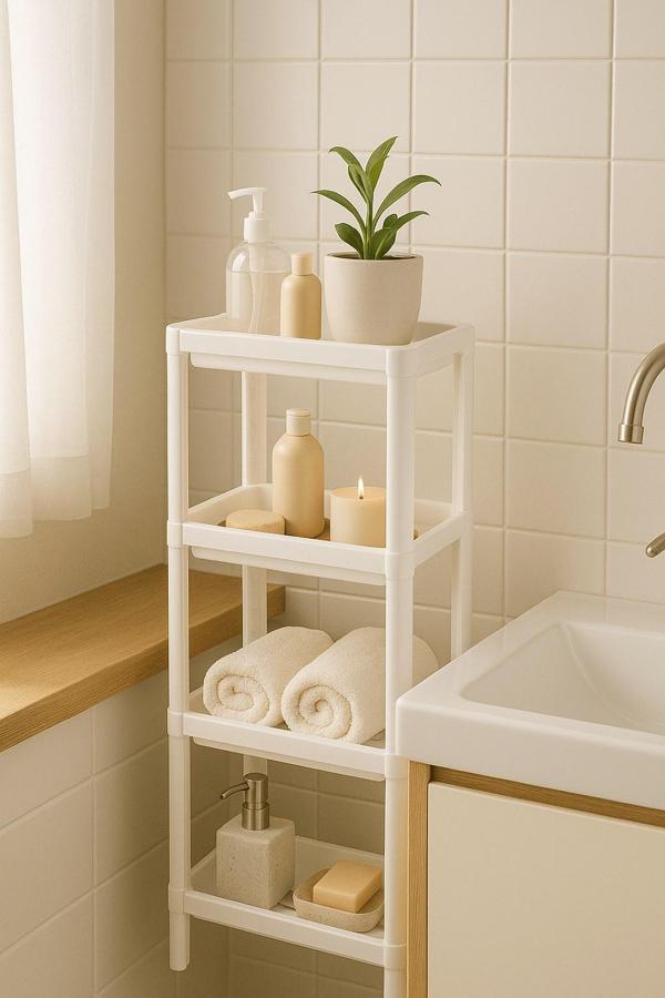 Flex Elite Pro 4 Katlı Beyaz Çok Amaçlı Raf Ünitesi – Banyo ve Mutfak Düzenleyici Raf & Organizer -  - Image 1