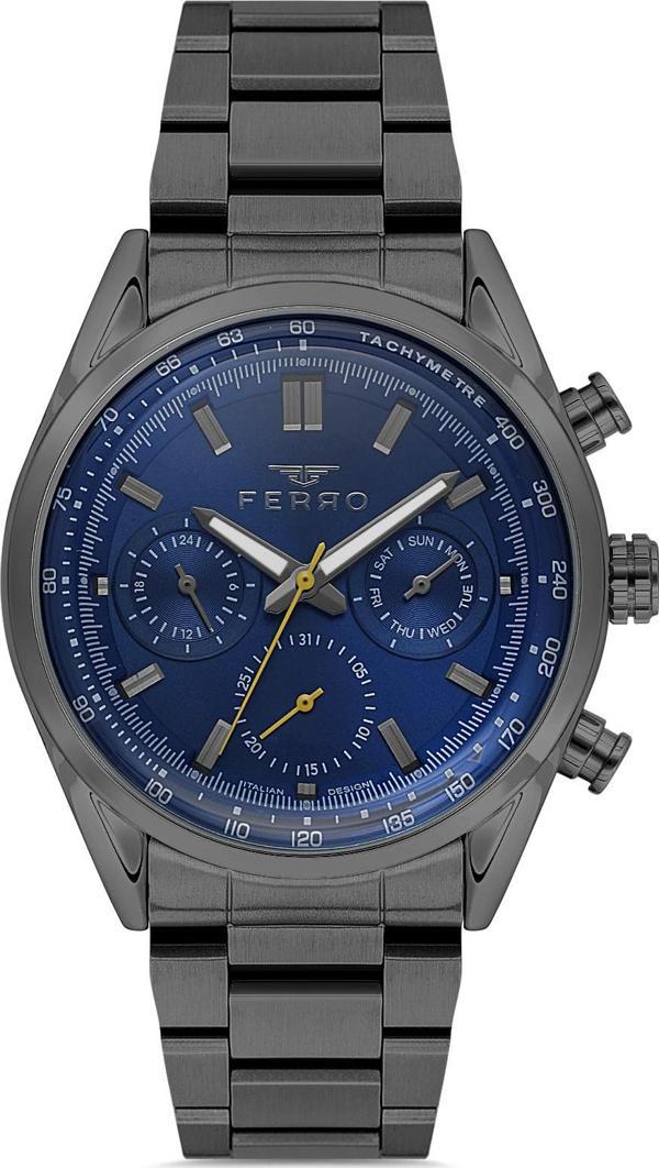 Ferro FM11588AWT-G3 Quartz Çelik Siyah Lacivert Kadran 42 mm Erkek Kol Saati - Image 1
