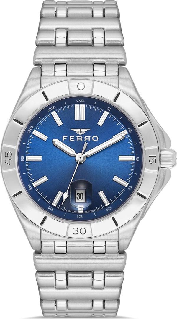 Ferro FM43017A-A3 Quartz Çelik Gri Lacivert Kadran 41 mm Erkek Kol Saati - Image 1