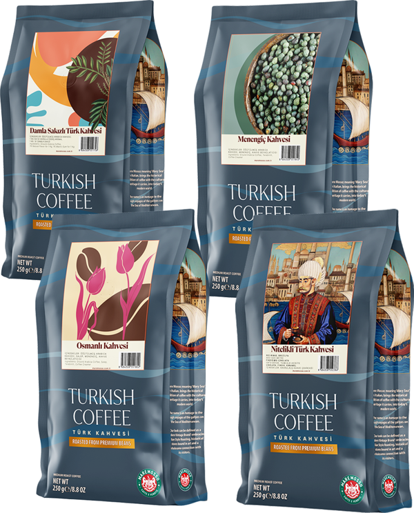 Türk Kahvesi Lezzet Seti 4x250 Gr. (Nitelikli, Osmanlı, Menengiç, Damla Sakızlı) - Image 1