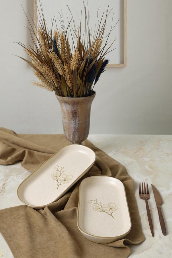 Keramika Taupe Bloom Noyan Kayık Tabak 26 cm 2 Adet 22519 - Image 1