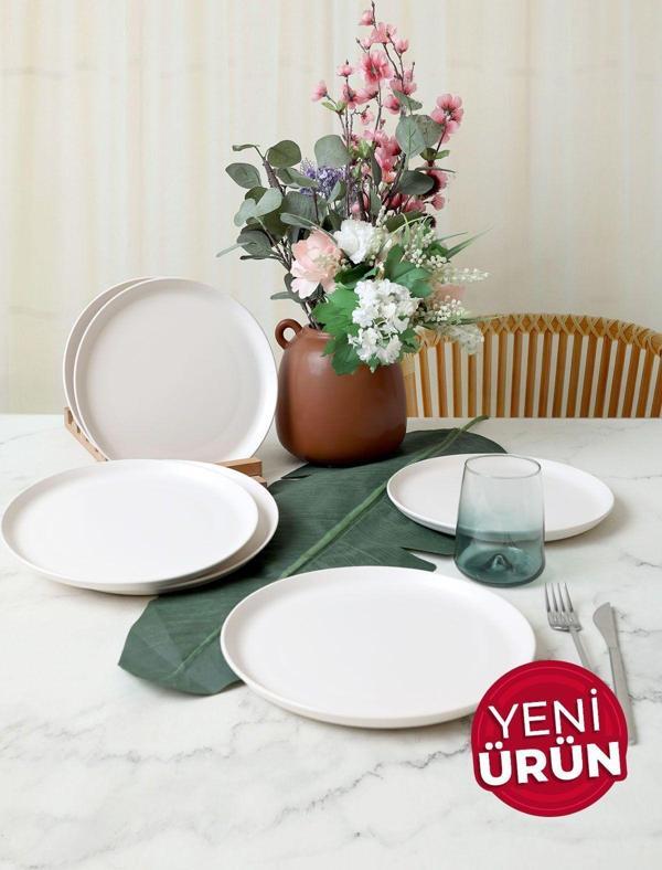Keramika Mat Beyaz Hitit Servis Tabağı 25 Cm 6 Adet 022 - Image 1