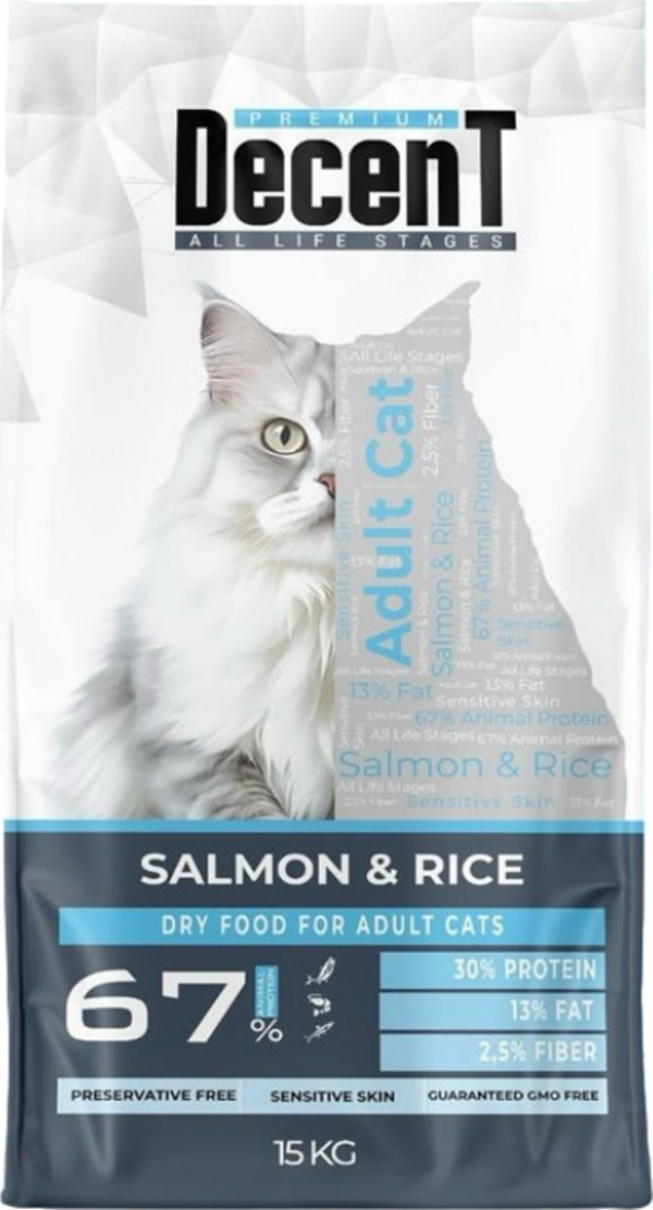 Decent Somonlu Yetişkin Kedi Maması 15 kg - Image 1