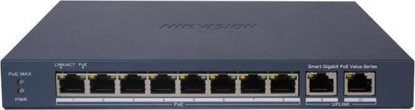 Hikvision DS-3E1510P-EI/M 8 Port 2 × Gigabit RJ45 uplink Akıllı PoE Switch - Image 1