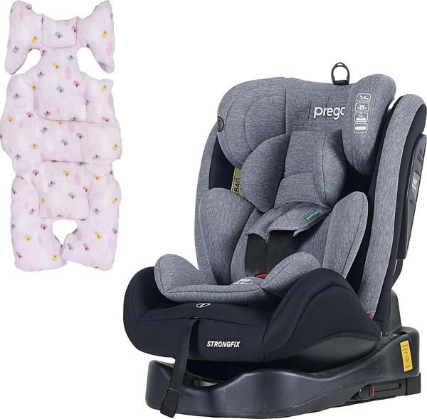 Prego StrongFix Oto Koltuğu-Müslin Oto Koltuk Minderi Gri-Pembe - Image 1
