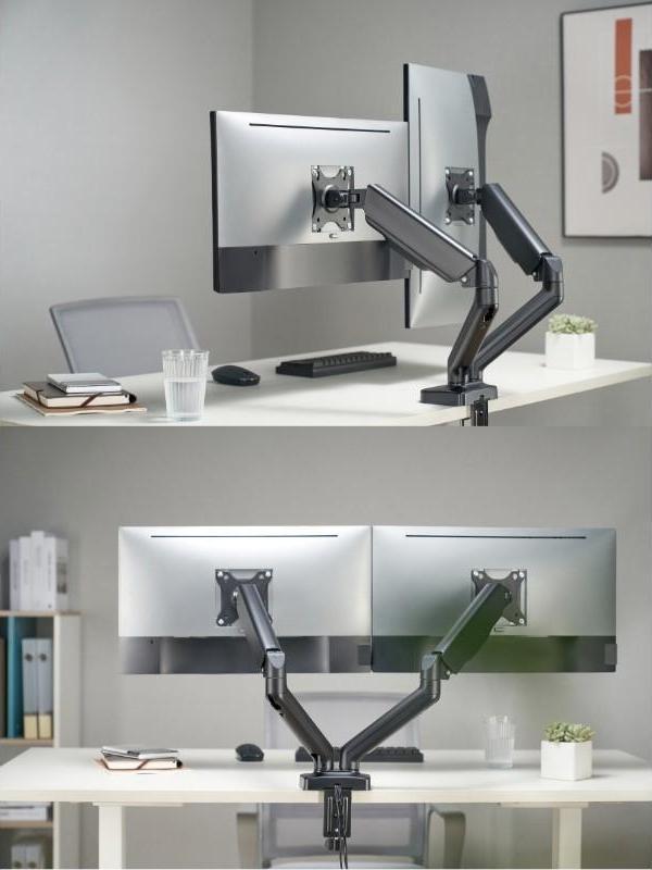 Digitus Çiftli Gaz Basınçlı Monitör Kolu 17 "-32" 9kg Mikrofon-Ses / USB Çıkışlı - Image 1