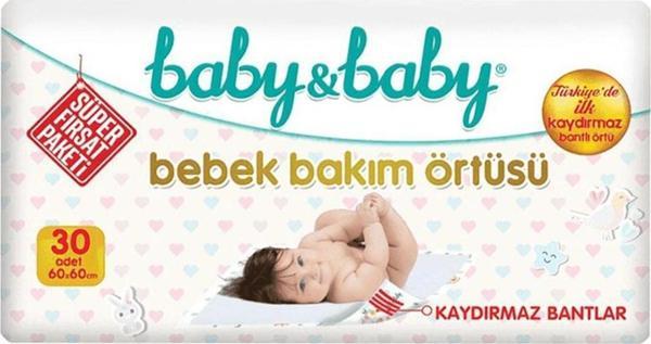 Baby&Baby Kaydırmaz Bantlı Bebek Bakım Örtüsü 30 Adet - Image 1