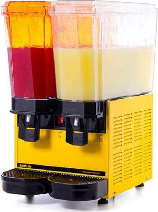 Samixir 40.SSY Klasik Twin Soğuk İçecek Dispenseri, 20+20 L, Fıskiyeli, Sarı - Image 1