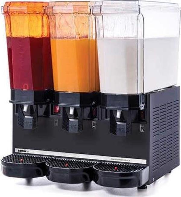 Samixir 60.SSMB Klasik Triple Soğuk İçecek Dispenseri, 20+20+20 L, Fıskiyeli-Fıskiyeli-Karıştırıcılı, Siyah - Image 1
