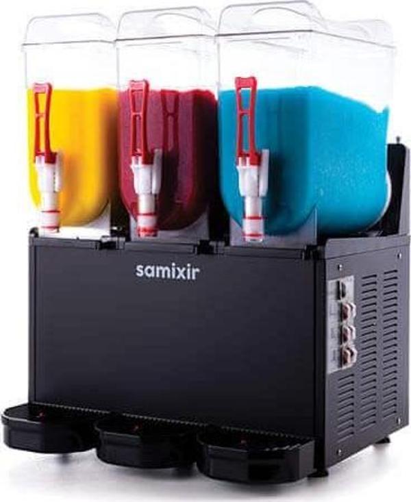 Samixir SLUSH36.B Slush Triple, Granita, Meyve Suyu Dispenseri, 12+12+12 L, Siyah - Image 1