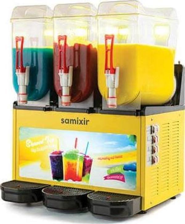 Samixir SLUSH36.YA Slush Triple Allure, Granita, Meyve Suyu Dispenseri, 12+12+12 L, Sarı - Image 1