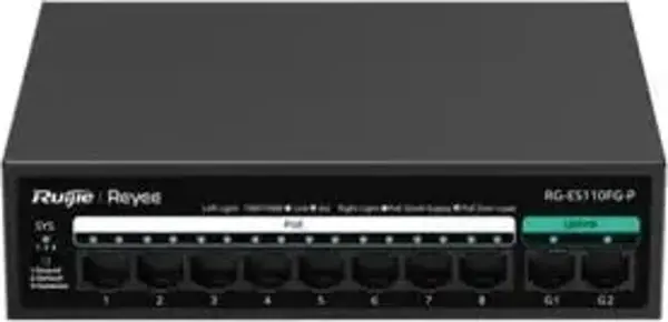 Ruıjıe Ruıjıe 8Port Rg-Es110Fg-P 10//100 2-Uplınk 110W Yönetilemez Poe Swıtch - Image 1