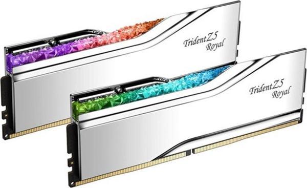 Gskıll Gskıll 48Gb (2X 24Gb) Ddr5 8000Mhz Cl40 Rgb Dual Kıt Pc Ram Trıdent Z5 Royal Sılver F5-8000J4048F24Gx2-Tr5S - Image 1