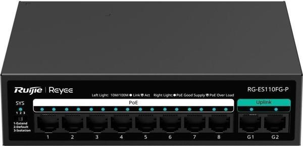Ruıjıe Ruıjıe 8Port Rg-Es110F-P 10/100 2-Uplınk 110W Yönetilemez Poe Swıtch - Image 1