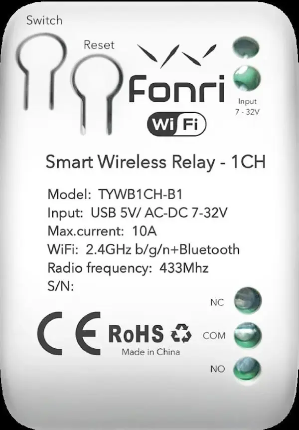 Fonri Fonri Wf3-Tm4-0201-02 Wıfı Kablosuz Akıllı  Röle - Tek Kanal - Image 1