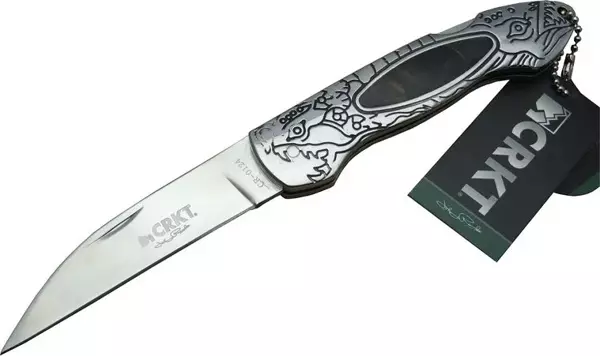 CRKT CR 0124 Kamp Çakı 20 cm - Metal Desenli Sap, Kılıflı, Kutulu - Image 1