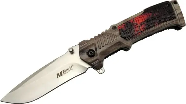 Mtech 463 Kahverengi Kamp Çakı 21cm - Yarı Otomatik, Kemerlikli, Plastik Sap - Image 1