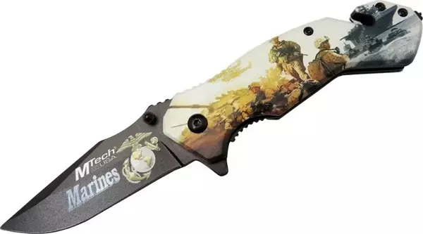 Mtech 4 23 2 Marines Kurtarma / Kamp Çakı 20cm - Yarı Otomatik, Kemerlikli, Cam Kırma Ve İp Kesme Aparatlı - Image 1