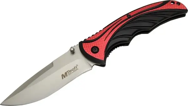 Mtech Handsome 455 Kırmızı Kamp Çakı 21cm - Yarı Otomatik, Kemerlikli - Image 1