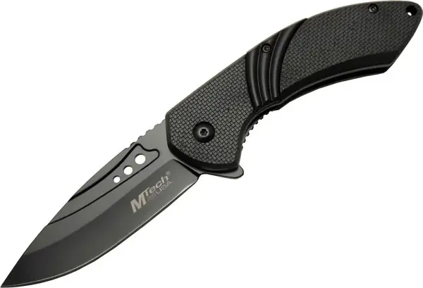 Mtech 4212 Siyah Kamp Çakı 20cm- Yarı Otomatik, Kemerlikli, Oluklu - Image 1