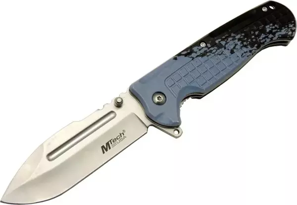 Mtech 4281 Mavi Kamp Çakı 21cm - Yarı Otomatik, Kemerlikli, Oluklu - Image 1