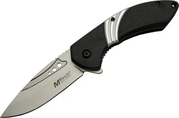 Mtech 4214 Beyaz Kamp Çakı 20cm- Yarı Otomatik, Kemerlikli, Oluklu - Image 1