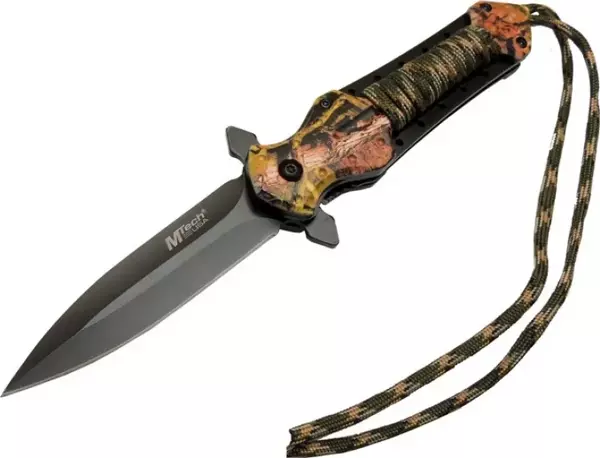 Mtech 4267 Çok Renkli Kamp Çakı 21cm - Yarı Otomatik, İpli, Kemerlikli - Image 1