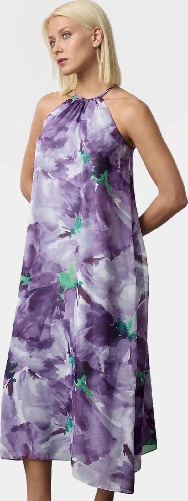 Çiçekli Shift Maxi Elbise Şifon Kumaş Halter Yaka Yazlık Kaliteli İşçilik - Image 1