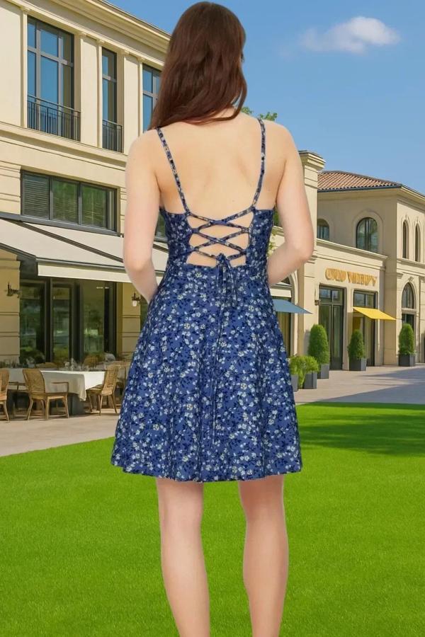 Kadın Yazlık Mini Elbise Polyester Örme Kumaş V Yaka Günlük Modern Stil Trend Tasarım - Image 1
