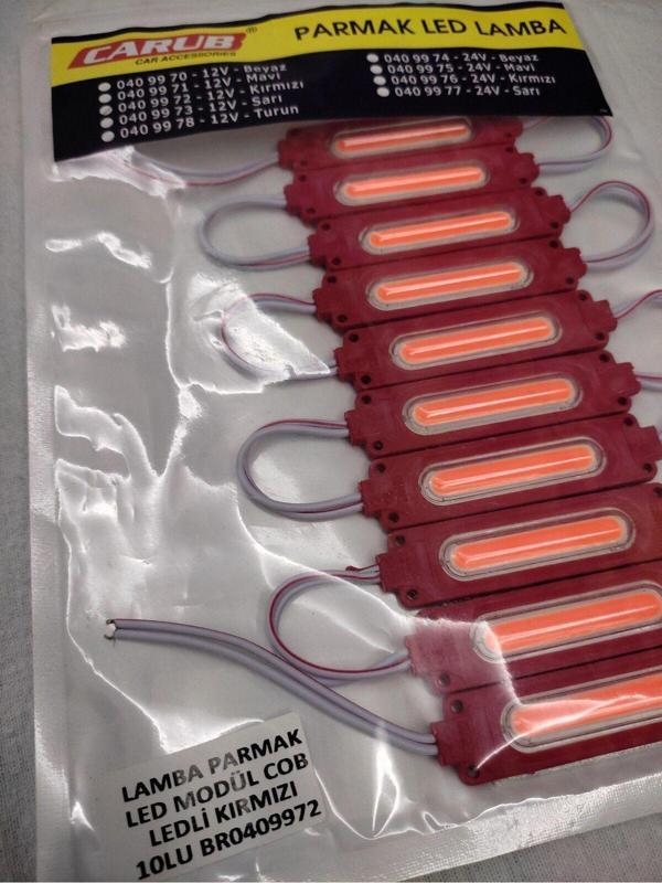 Parmak Led Modül Cob Ledli) Kırmızı Su Geçirmez (12 V)(10 Adet) - Image 1
