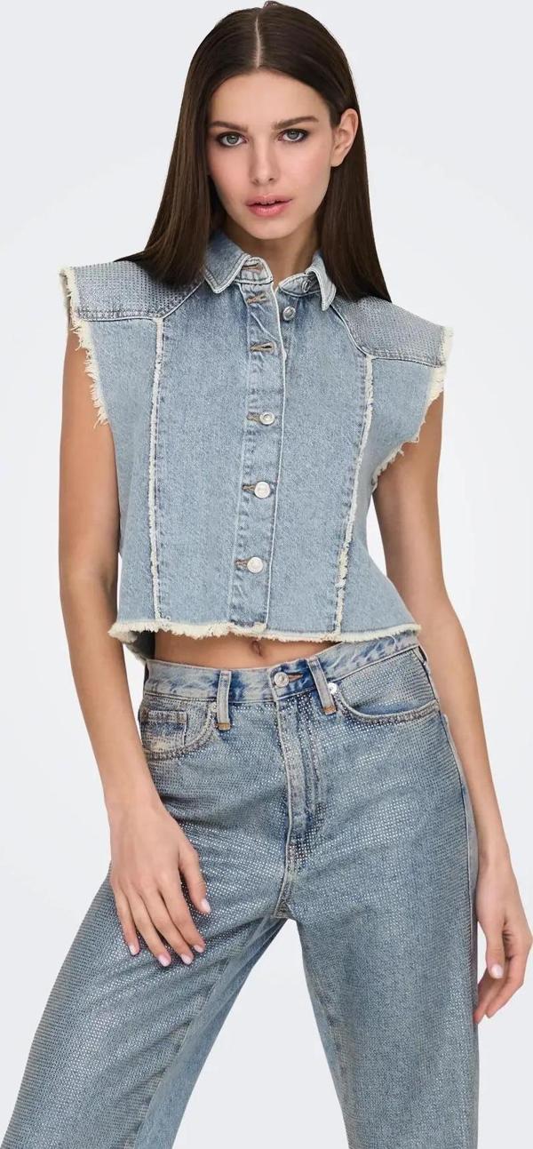 Only Onlhollywood Crystal Dnm Vest Kadın Jean Yelek 15341021 - Image 1