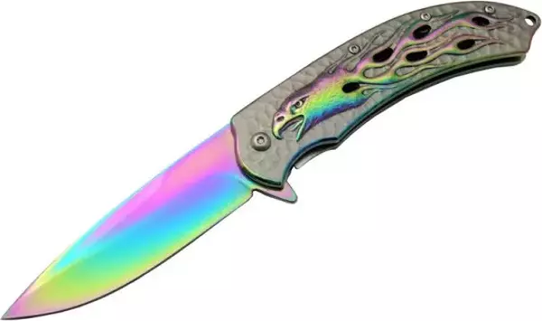 Kartal  Rainbowi TK 21 cm Kamp / Outdoor Çakı  - Yarı Otomatik, Kemerlikli, Kutulu - Image 1