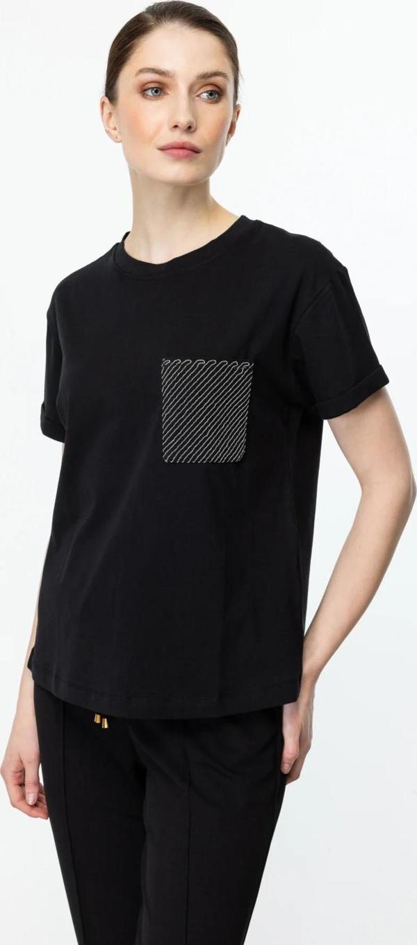 On Fashion Cebi Taşlı Kısa Kol Sıfır Yaka Kadın Bluz 25Y.ON.BLZ.51349.01 - Image 1