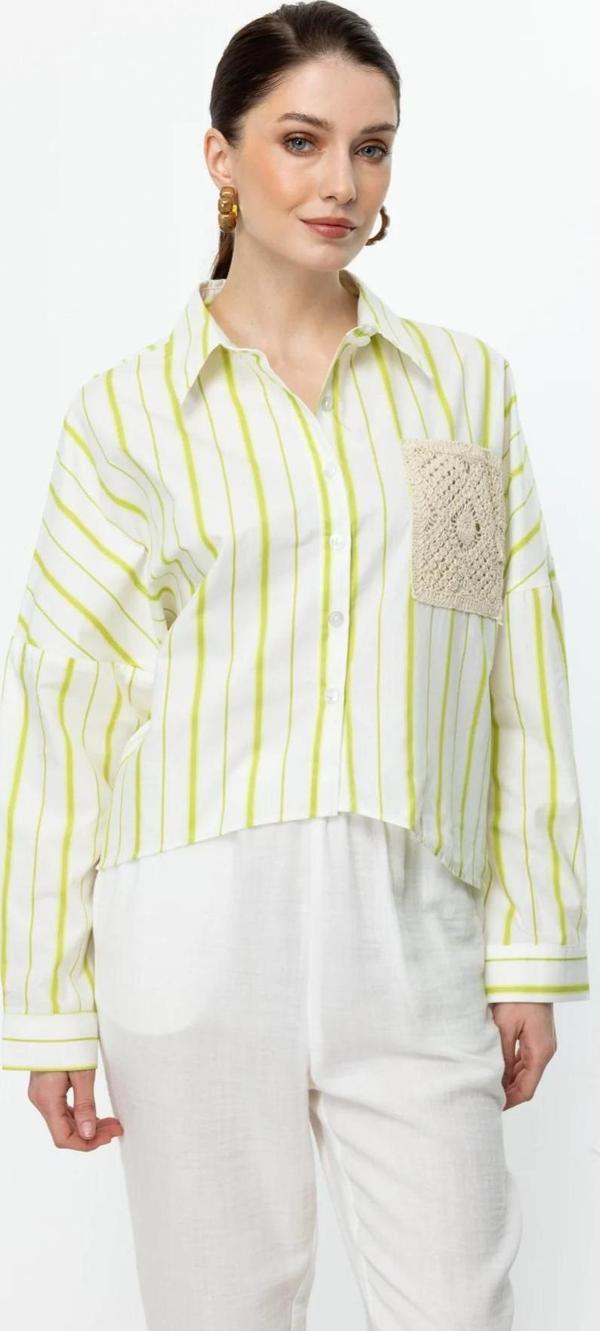 On Fashion Cebi Dantel Detaylı Kadın Çizgili Gömlek 25Y.ON.GML.56530.01 - Image 1