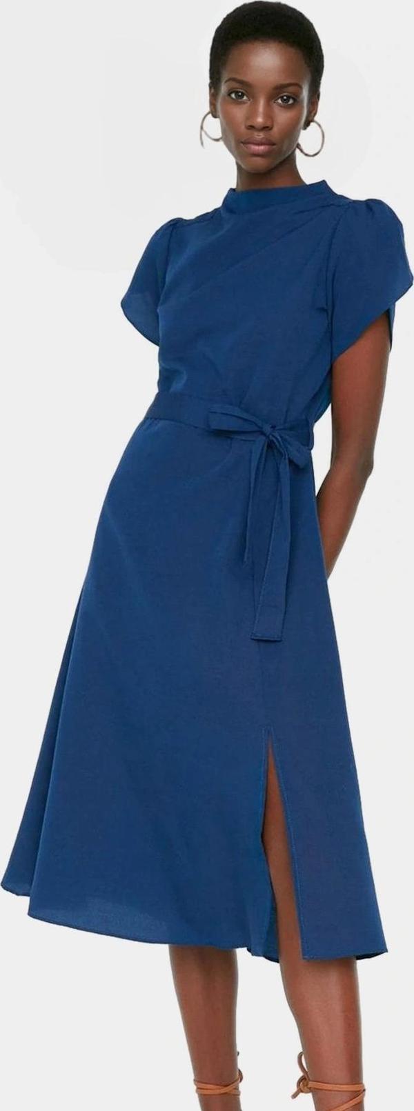 Yazlık Şık Terrycotton Midi Elbise A Line Kesim Balon Kol Modern Stil - Image 1