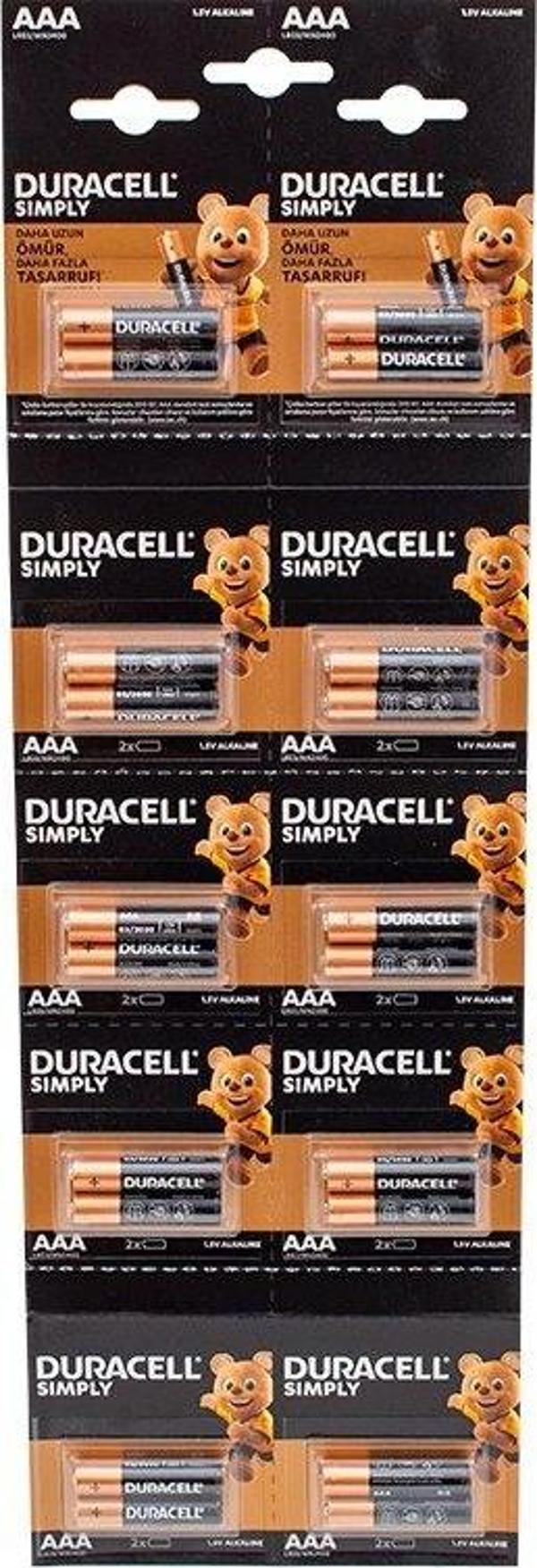Duracell 1.5V İnce AAA 20'li Alkalin Pil LR03/MN20 - Image 1