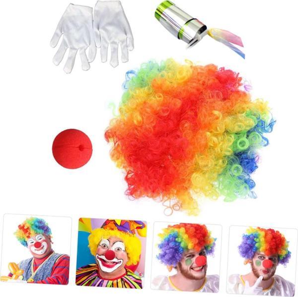 Palyaço Saç Palyaço Burun Palyaço Eldiven Palyaço Sihirli Baston 4 lü Seti - Image 1