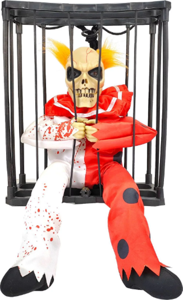 Hareketli Sesli Sensörlü Mahkum Joker İskelet Dekorasyon 22x27 cm - Image 1